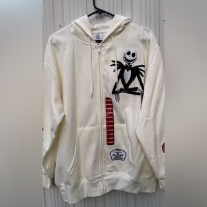 Disney The Nightmare Before Christmas Ivory Hoodie with Black Print